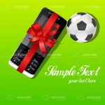 Mobile Phone with a Red Bow and Football with Sample Text